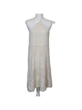 Old Navy Cream Bohemian Knit Dress Fully Lined XL Cotton Cottagecore NWT